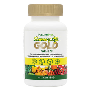 Frontal product image of Source of Life® GOLD Multivitamin Tablets containing 90 Count