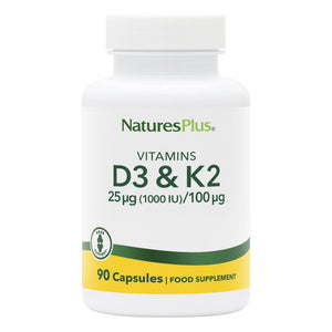 Frontal product image of Vitamin D3 1000 IU/Vitamin K2 100 mcg Capsules containing Vitamin D3 1000 IU/Vitamin K2 100 mcg Capsules