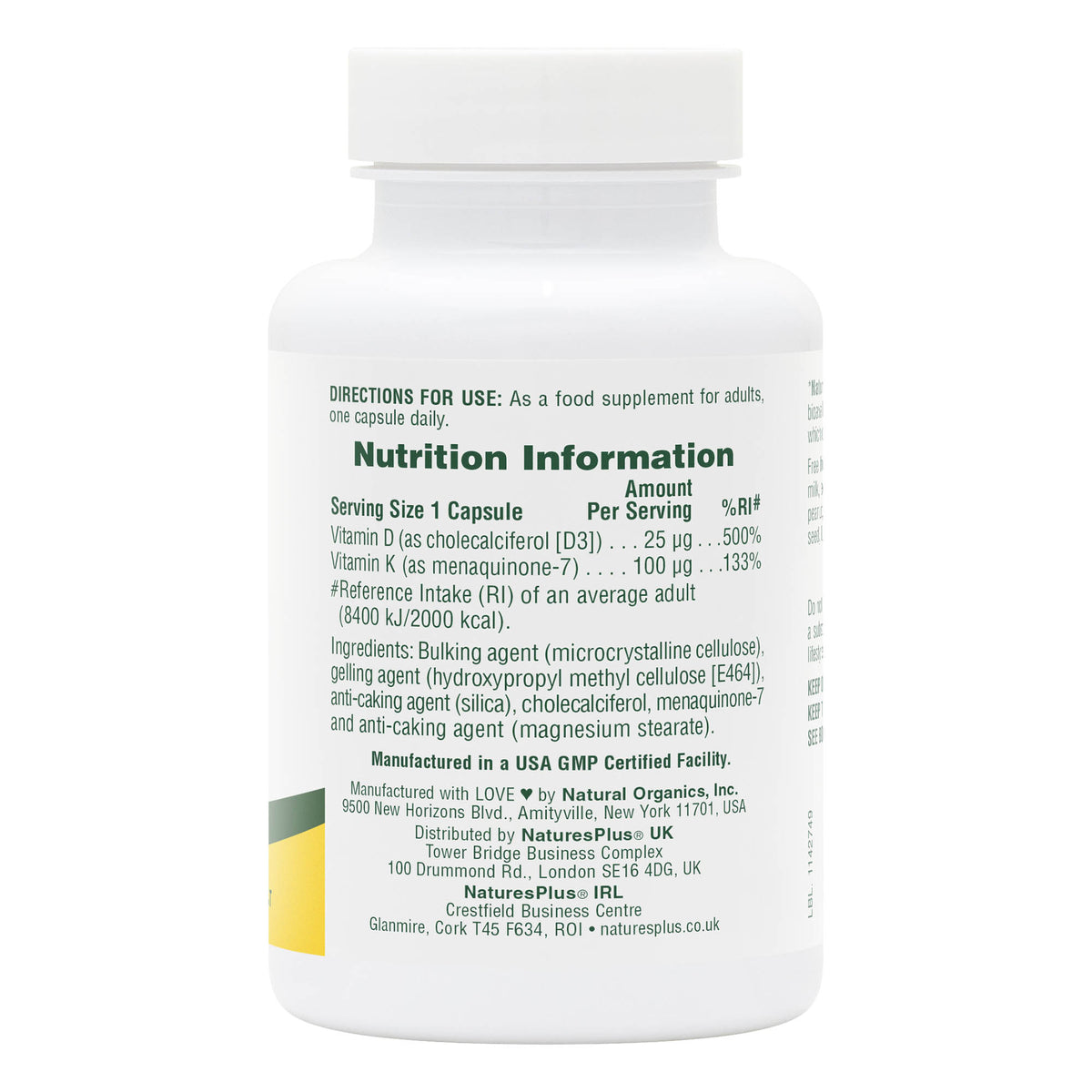 product image of Vitamin D3 1000 IU/Vitamin K2 100 mcg Capsules containing Vitamin D3 1000 IU/Vitamin K2 100 mcg Capsules