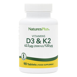 Frontal product image of Vitamin D3 2500IU with K2 120mcg Tablets containing Vitamin D3 2500IU with K2 120mcg Tablets
