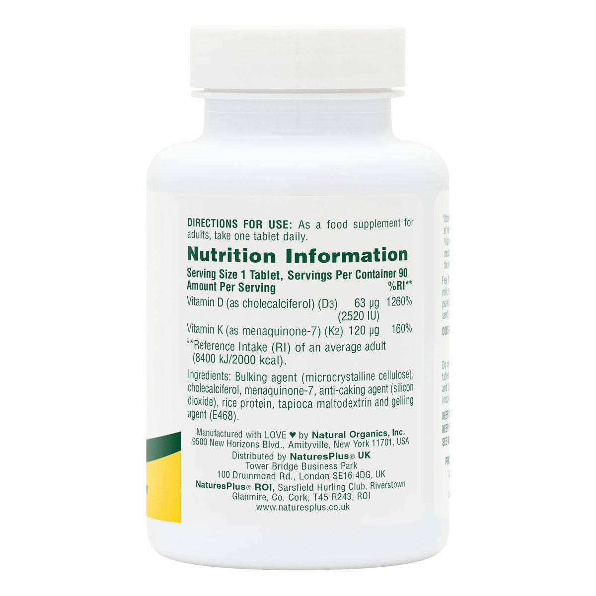 product image of Vitamin D3 2520IU with K2 120mcg Tablets containing Vitamin D3 2520IU with K2 120mcg Tablets