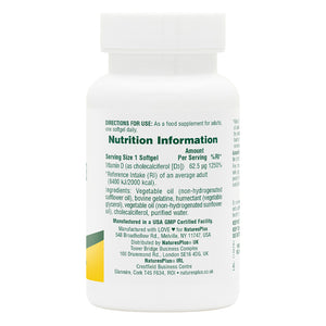 First side product image of Vitamin D3 2500 IU Softgels containing Vitamin D3 2500 IU Softgels