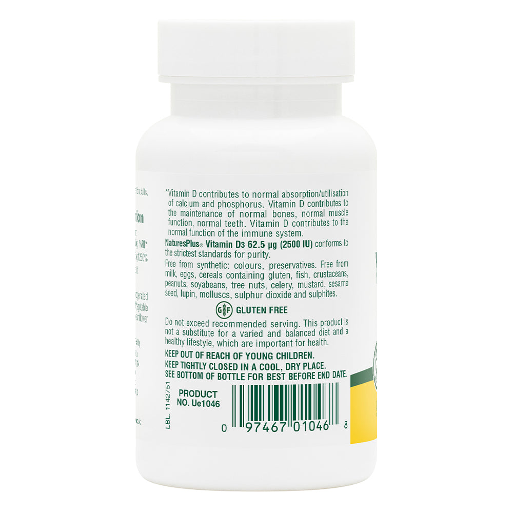product image of Vitamin D3 2500 IU Softgels containing Vitamin D3 2500 IU Softgels