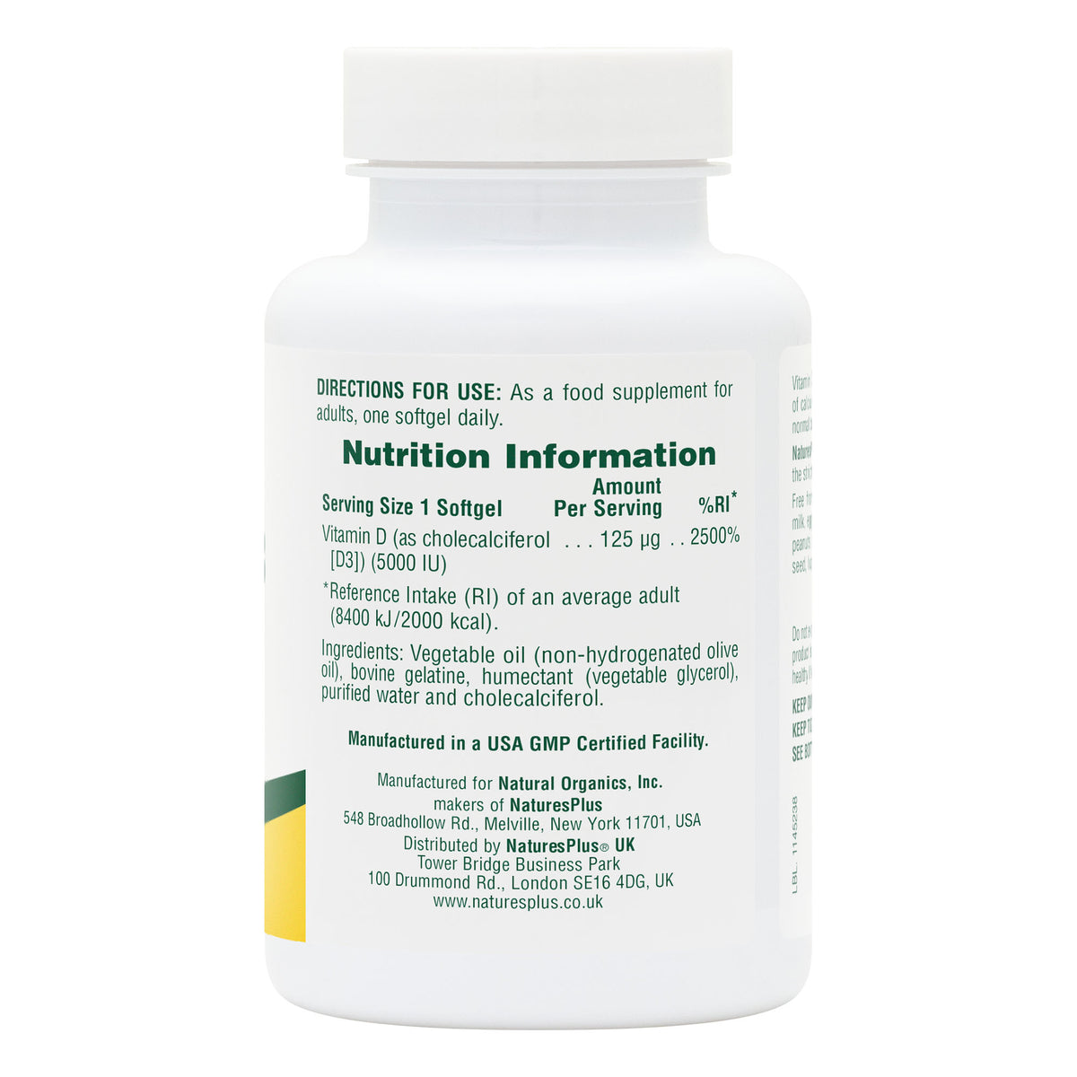 product image of Vitamin D3 5000 IU Softgels containing Vitamin D3 5000 IU Softgels