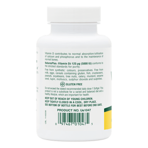 Second side product image of Vitamin D3 5000 IU Softgels containing Vitamin D3 5000 IU Softgels