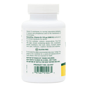 Second side product image of Vitamin D3 5000 IU Softgels containing Vitamin D3 5000 IU Softgels