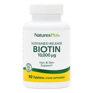 Frontal product image of Biotin 10,000 MCG Tablets containing Biotin 10,000 MCG Tablets