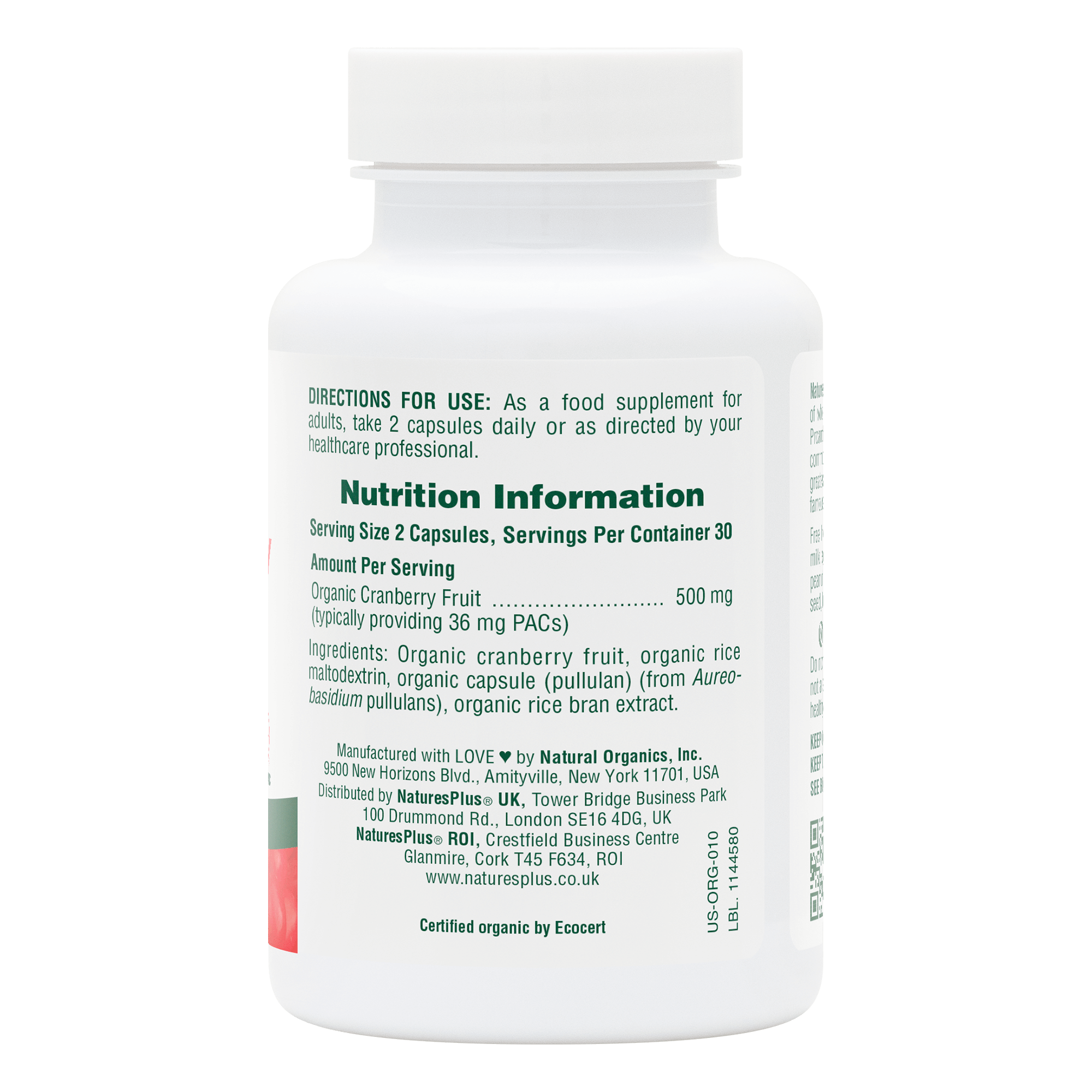 Organic Cranberry 500 mg Capsules