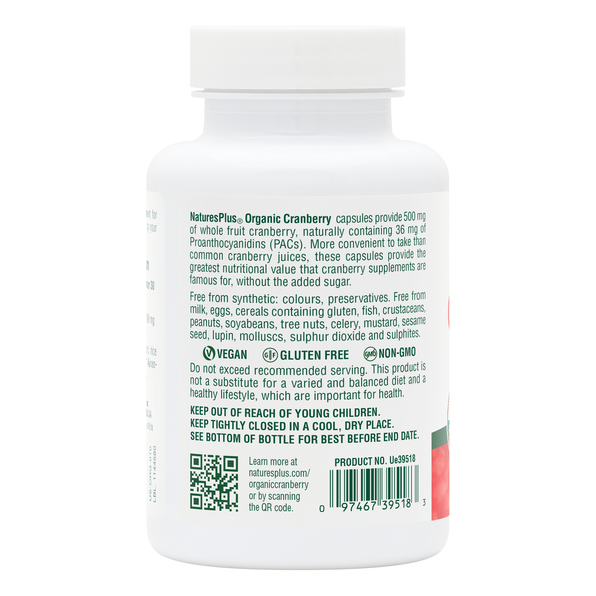 Organic Cranberry 500 mg Capsules