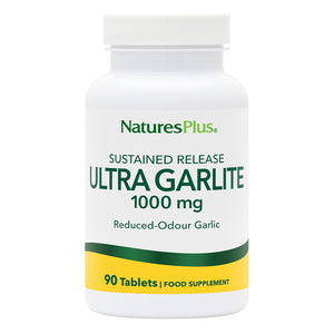 Frontal product image of Ultra Garlite® 1000 mg Sustained Release Tablets containing Ultra Garlite® 1000 mg Sustained Release Tablets