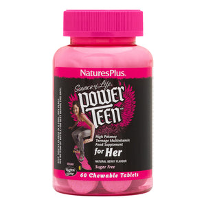 Frontal product image of Source of Life® POWER TEEN® For Her Chewables containing 60 Count