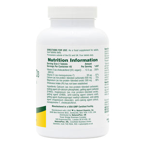 First side product image of Calcium/Magnesium/Vitamin D3 with Vitamin K2 Tablets containing 90 Count