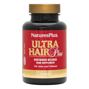 Frontal product image of Ultra Hair® Plus Sustained Release Tablets containing 60 Count